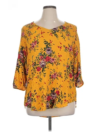 Pre-owned Torrid 3/4 Sleeve Blouse In Yellow