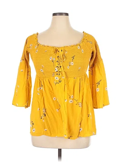 Pre-owned Torrid 3/4 Sleeve Blouse In Yellow