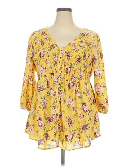 Pre-owned Torrid 3/4 Sleeve Blouse In Yellow