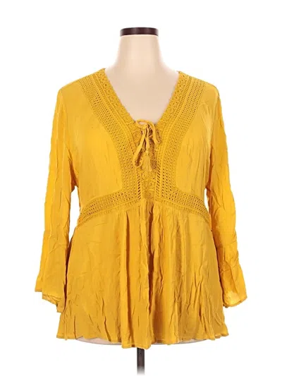 Pre-owned Torrid 3/4 Sleeve Blouse In Yellow
