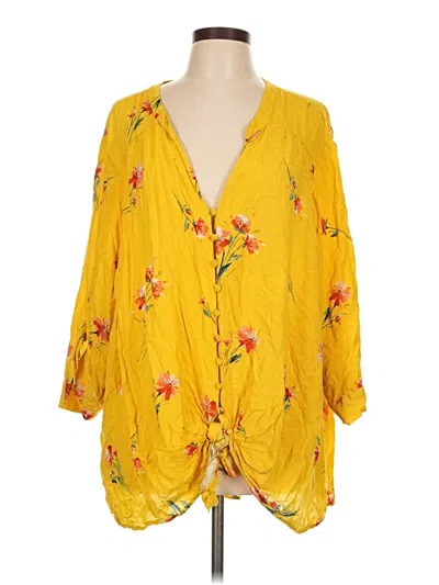 Pre-owned Torrid 3/4 Sleeve Blouse In Yellow