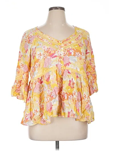 Pre-owned Torrid 3/4 Sleeve Blouse In Yellow