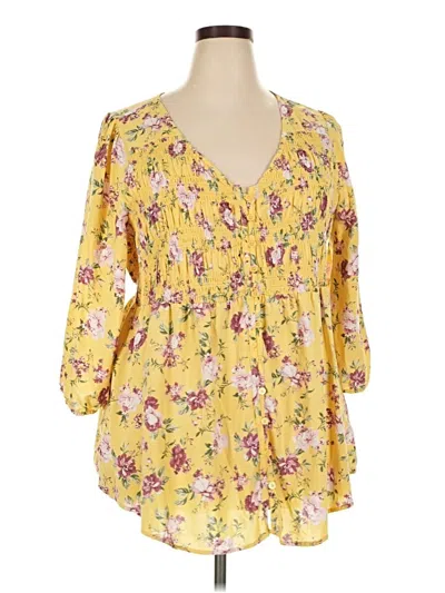 Pre-owned Torrid 3/4 Sleeve Blouse In Yellow