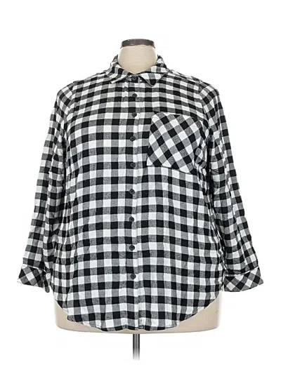 Pre-owned Torrid 3/4 Sleeve Button Down Shirt In Black