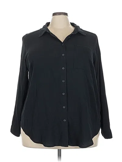Pre-owned Torrid 3/4 Sleeve Button Down Shirt In Black
