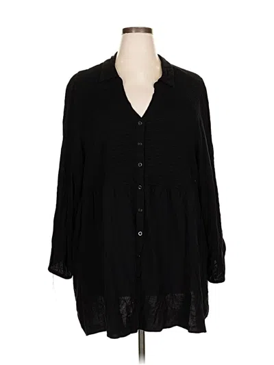 Pre-owned Torrid 3/4 Sleeve Button Down Shirt In Black