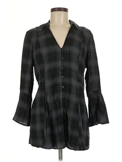 Pre-owned Torrid 3/4 Sleeve Button Down Shirt In Black