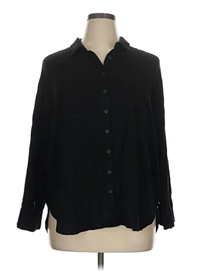 Pre-owned Torrid 3/4 Sleeve Button Down Shirt In Black