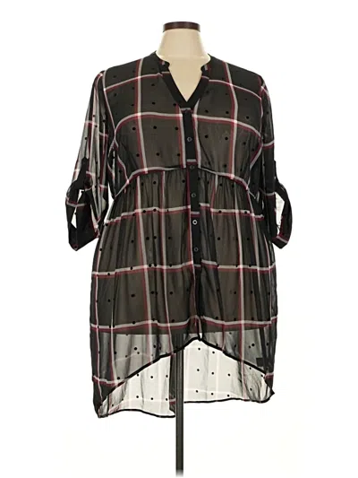 Pre-owned Torrid 3/4 Sleeve Button Down Shirt In Black