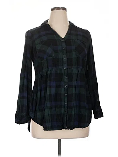 Pre-owned Torrid 3/4 Sleeve Button Down Shirt In Black