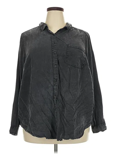 Pre-owned Torrid 3/4 Sleeve Button Down Shirt In Black