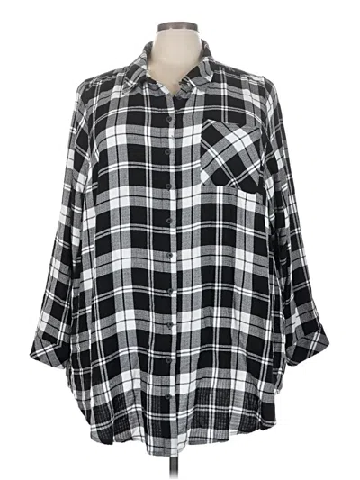 Pre-owned Torrid 3/4 Sleeve Button Down Shirt In Black