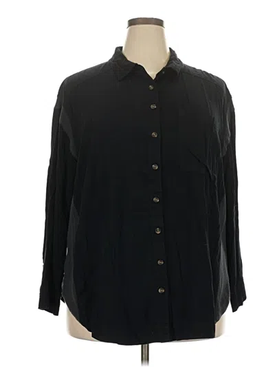 Pre-owned Torrid 3/4 Sleeve Button Down Shirt In Black