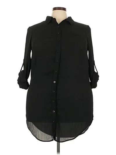 Pre-owned Torrid 3/4 Sleeve Button Down Shirt In Black