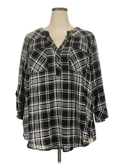Pre-owned Torrid 3/4 Sleeve Button Down Shirt In Black