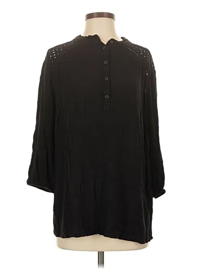 Pre-owned Torrid 3/4 Sleeve Button Down Shirt In Black