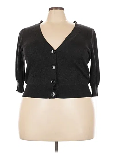Pre-owned Torrid 3/4 Sleeve Button Down Shirt In Black