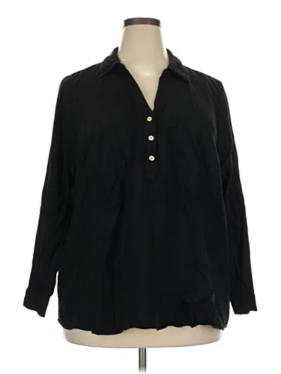 Pre-owned Torrid 3/4 Sleeve Button Down Shirt In Black