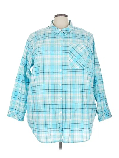Pre-owned Torrid 3/4 Sleeve Button Down Shirt In Blue