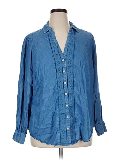 Pre-owned Torrid 3/4 Sleeve Button Down Shirt In Blue