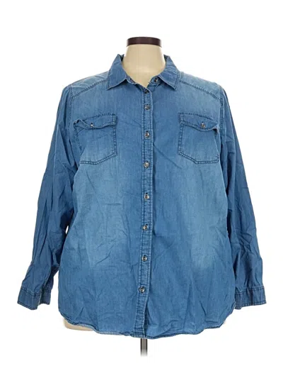 Pre-owned Torrid 3/4 Sleeve Button Down Shirt In Blue