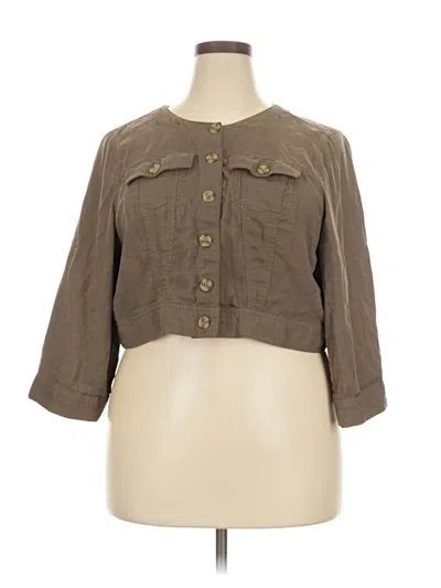 Pre-owned Torrid 3/4 Sleeve Button Down Shirt In Brown
