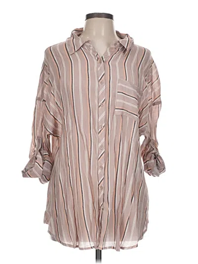 Pre-owned Torrid 3/4 Sleeve Button Down Shirt In Brown