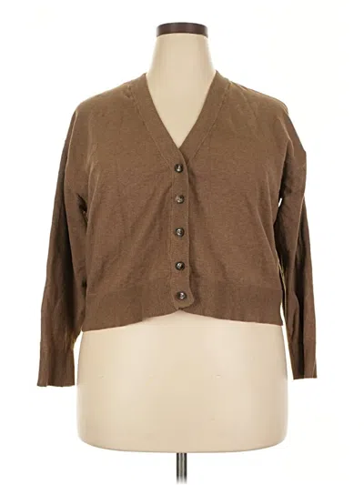 Pre-owned Torrid 3/4 Sleeve Button Down Shirt In Brown