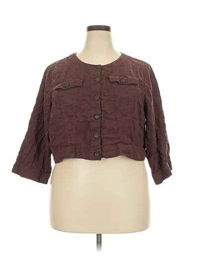 Pre-owned Torrid 3/4 Sleeve Button Down Shirt In Brown