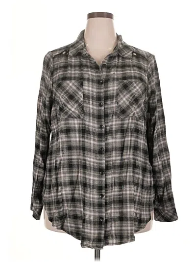 Pre-owned Torrid 3/4 Sleeve Button Down Shirt In Gray