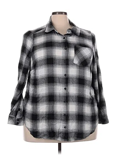 Pre-owned Torrid 3/4 Sleeve Button Down Shirt In Gray