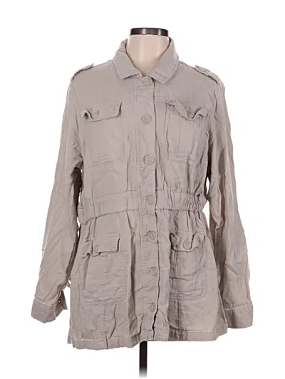 Pre-owned Torrid 3/4 Sleeve Button Down Shirt In Gray