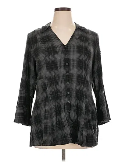 Pre-owned Torrid 3/4 Sleeve Button Down Shirt In Gray