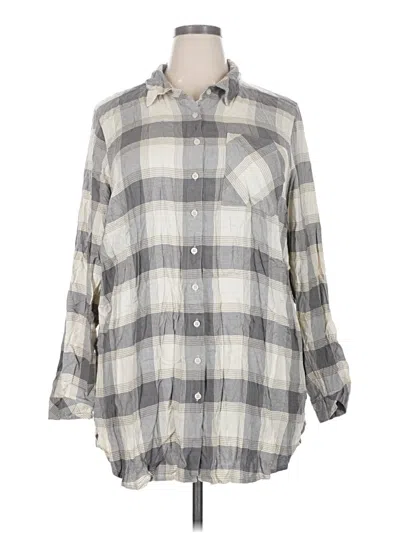 Pre-owned Torrid 3/4 Sleeve Button Down Shirt In Gray