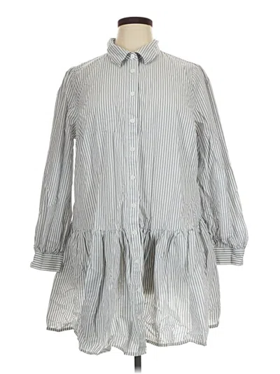 Pre-owned Torrid 3/4 Sleeve Button Down Shirt In Gray