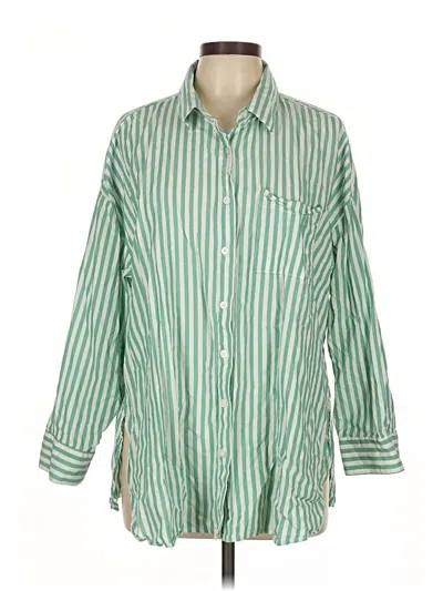 Pre-owned Torrid 3/4 Sleeve Button Down Shirt In Green