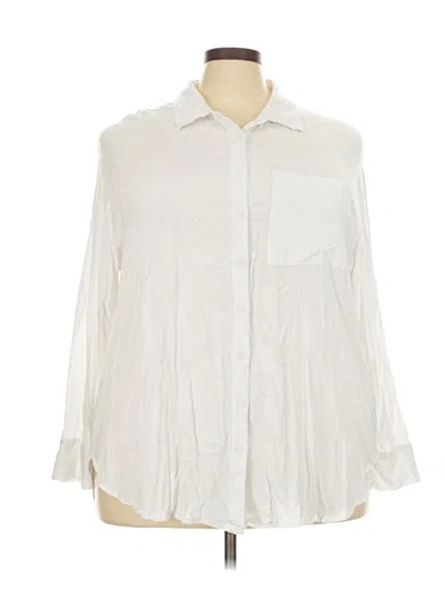 Pre-owned Torrid 3/4 Sleeve Button Down Shirt In Ivory