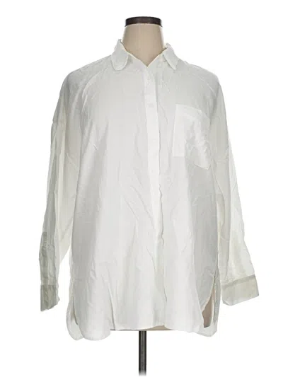 Pre-owned Torrid 3/4 Sleeve Button Down Shirt In Ivory