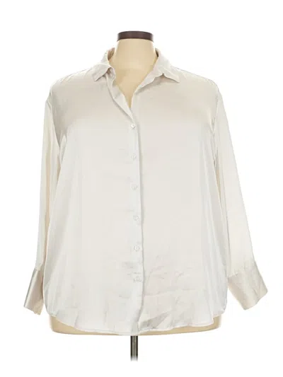 Pre-owned Torrid 3/4 Sleeve Button Down Shirt In Ivory