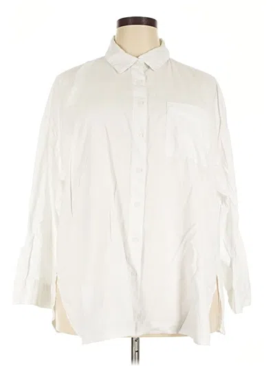 Pre-owned Torrid 3/4 Sleeve Button Down Shirt In Ivory