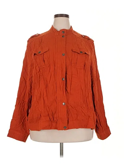 Pre-owned Torrid 3/4 Sleeve Button Down Shirt In Orange
