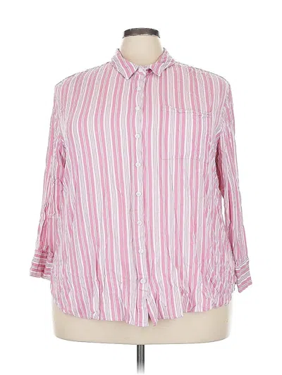 Pre-owned Torrid 3/4 Sleeve Button Down Shirt In Pink