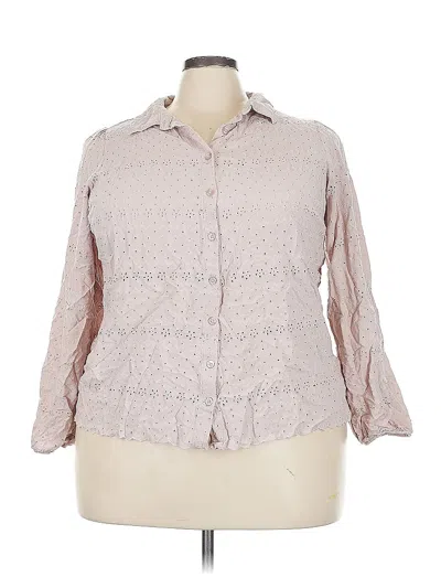 Pre-owned Torrid 3/4 Sleeve Button Down Shirt In Pink