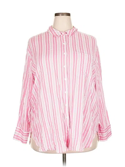 Pre-owned Torrid 3/4 Sleeve Button Down Shirt In Pink