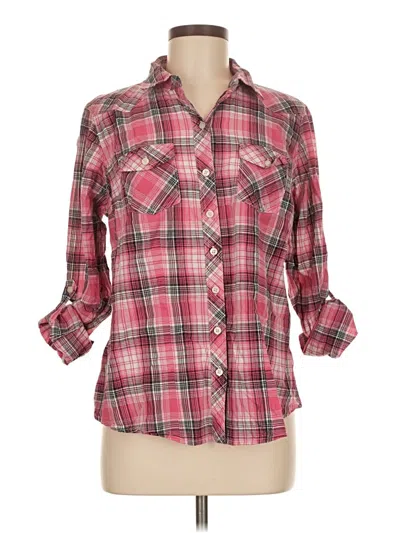 Pre-owned Torrid 3/4 Sleeve Button Down Shirt In Pink