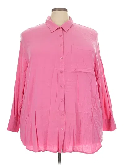 Pre-owned Torrid 3/4 Sleeve Button Down Shirt In Pink
