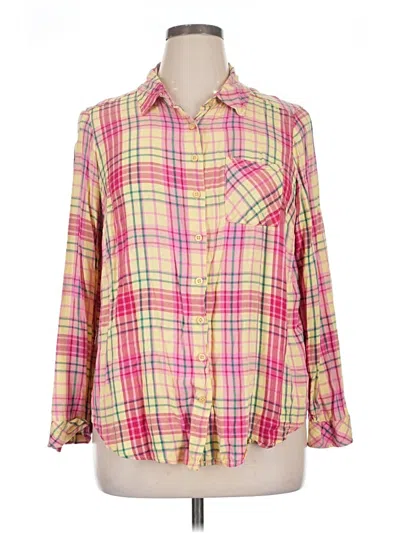 Pre-owned Torrid 3/4 Sleeve Button Down Shirt In Pink