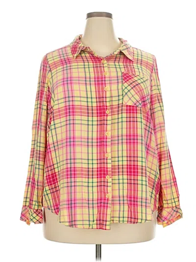 Pre-owned Torrid 3/4 Sleeve Button Down Shirt In Pink