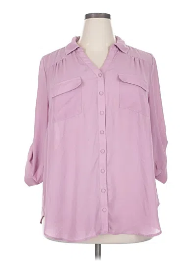 Pre-owned Torrid 3/4 Sleeve Button Down Shirt In Purple