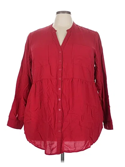 Pre-owned Torrid 3/4 Sleeve Button Down Shirt In Red